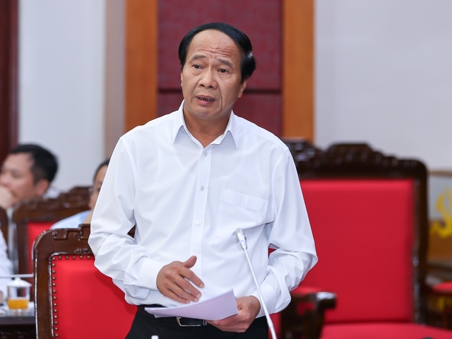Phó Thủ tướng Chính phủ Lê Văn Thành phát biểu tại buổi làm việc. Ảnh: VGP/Nhật Bắc