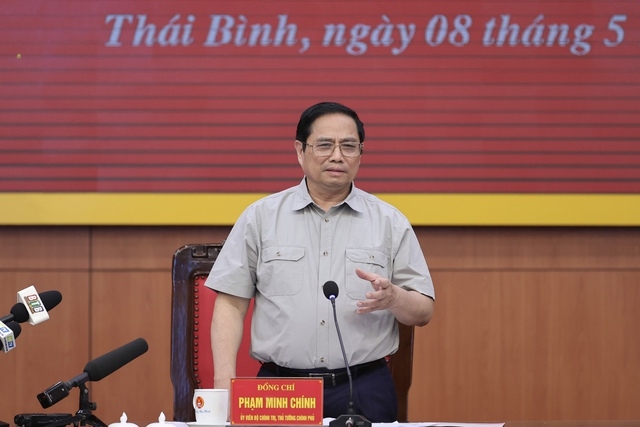 Thủ tướng Phạm Minh Chính: Thái Bình cần phát triển đột phá hơn nữa, toàn diện hơn nữa, bền vững hơn nữa. Ảnh VGP/Nhật Bắc