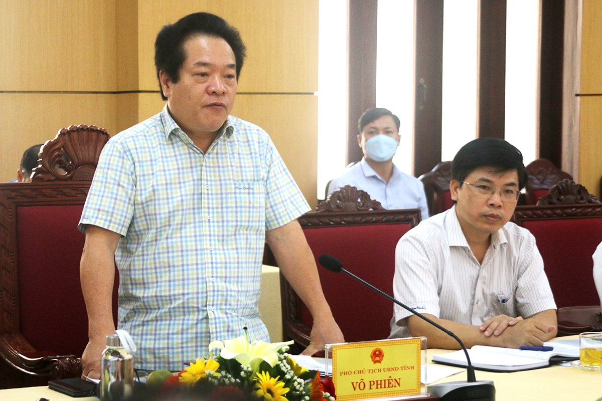 Phó Chủ tịch UBND tỉnh Quảng Ngãi Võ Phiên phát biểu tại buổi làm việc