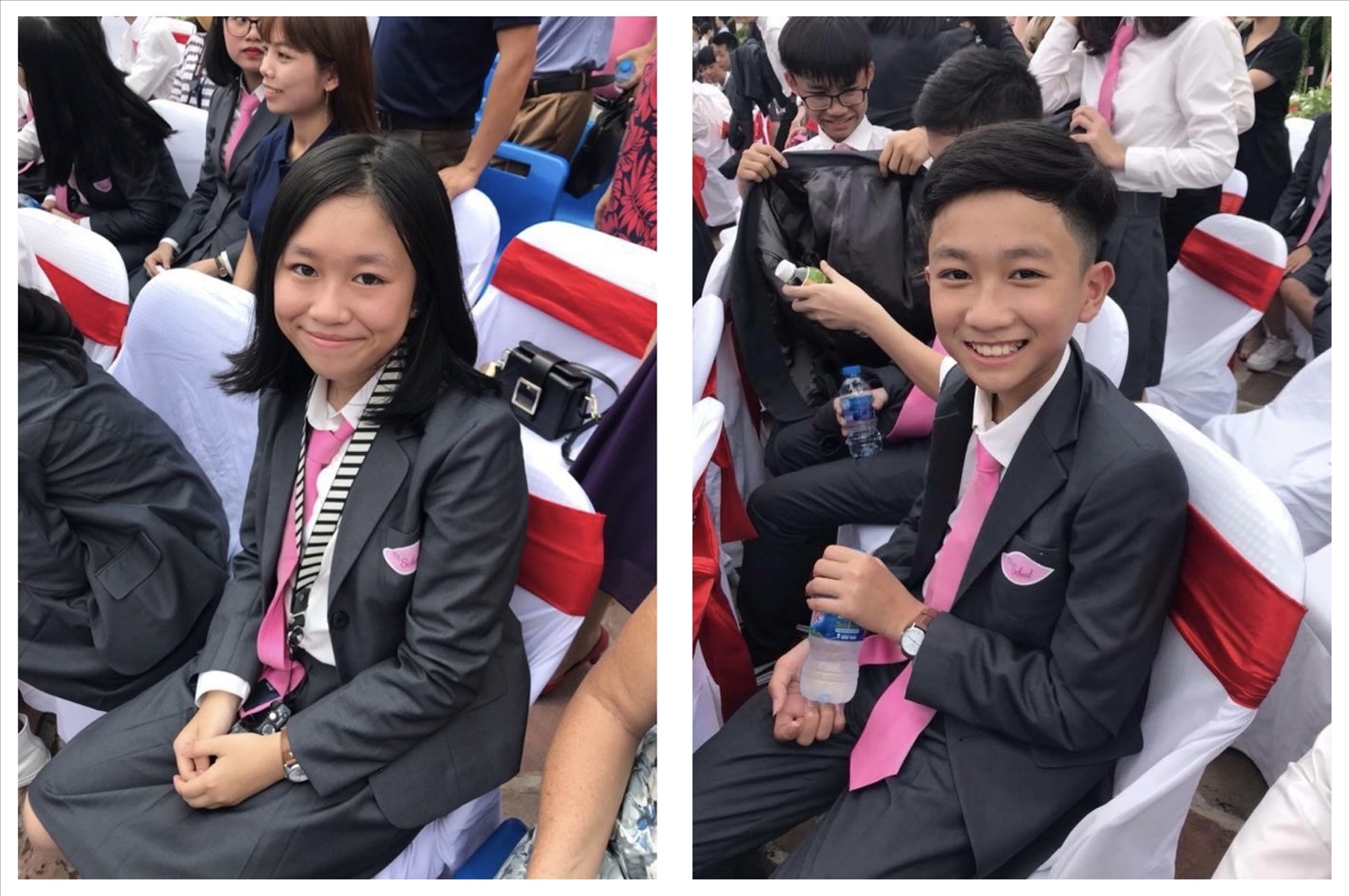 Hình ảnh của Trâm Anh và Tuấn Kiệt từ Lễ Khai giảng TH School năm học 2018 - 2019 