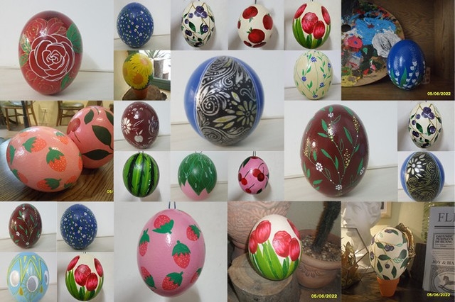 Các quả trứng đà điểu đang được vẽ mỹ thuật phục vụ Lễ hội sáng tạo từ trứng