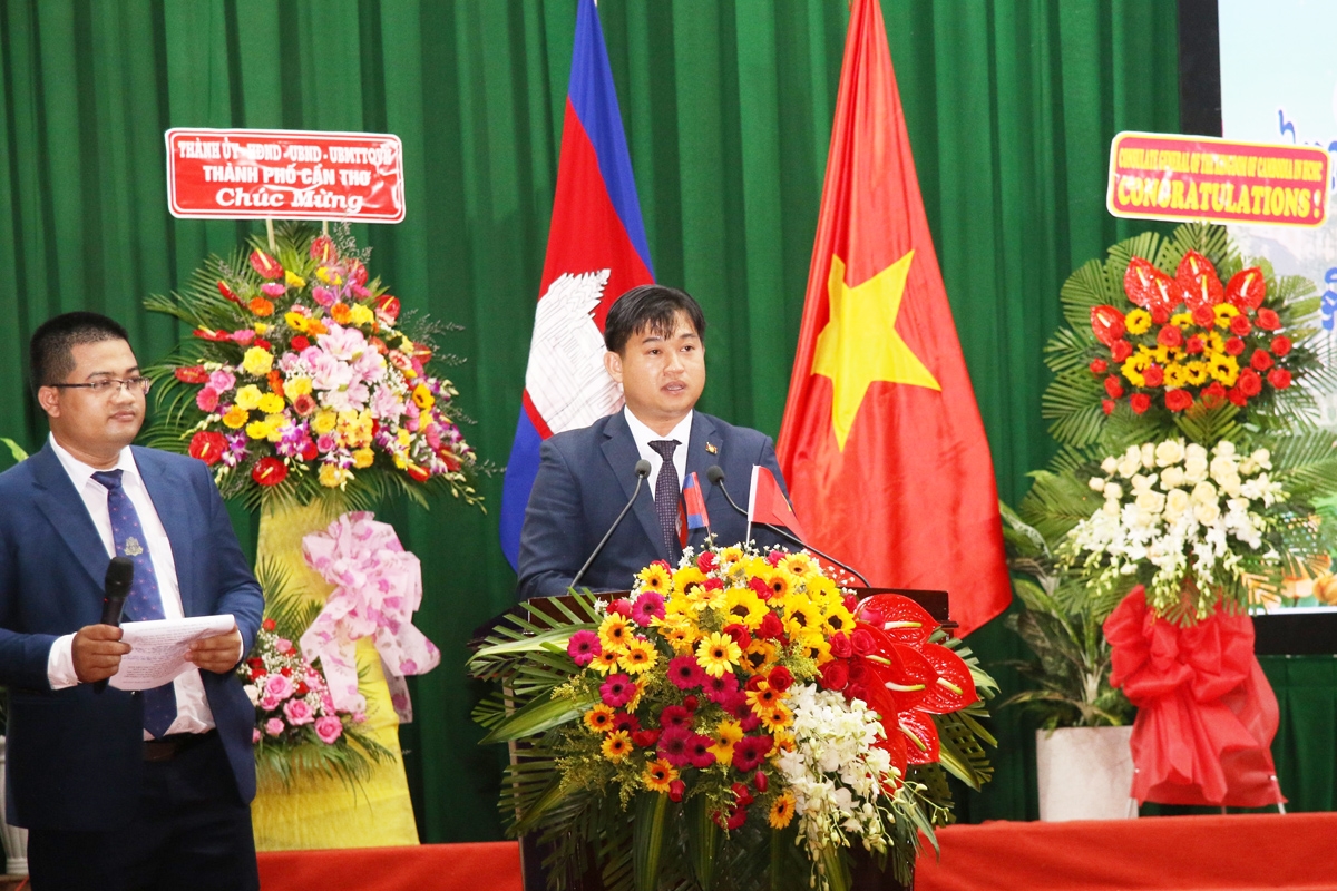 Ông Sok Dareth - Tổng lãnh sự Vương quốc Campuchia tại TP. Hồ Chí Minh phát biểu đáp từ