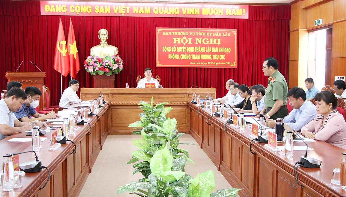 Hội nghị công bố Quyết định thành lập Ban Chỉ đạo Phòng, chống tham nhũng, tiêu cực tỉnh Đắk Lắk