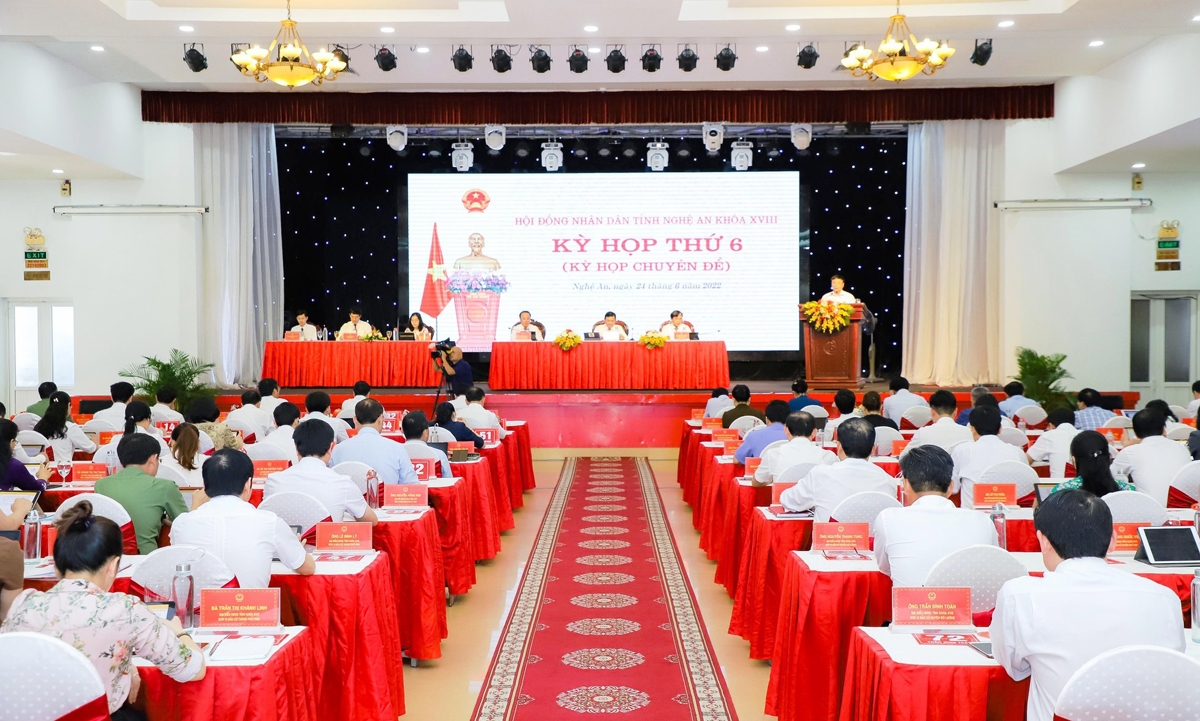 Toàn cảnh Kỳ họp thứ 6, HĐND tỉnh Nghệ An khóa XVIII, nhiệm kỳ 2021 - 2026