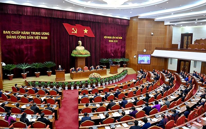 Hội nghị lần thứ 5 Ban Chấp hành Trung ương Ðảng Cộng sản Việt Nam khóa XIII, tháng 5/2022. (Ảnh: Ðăng Khoa)