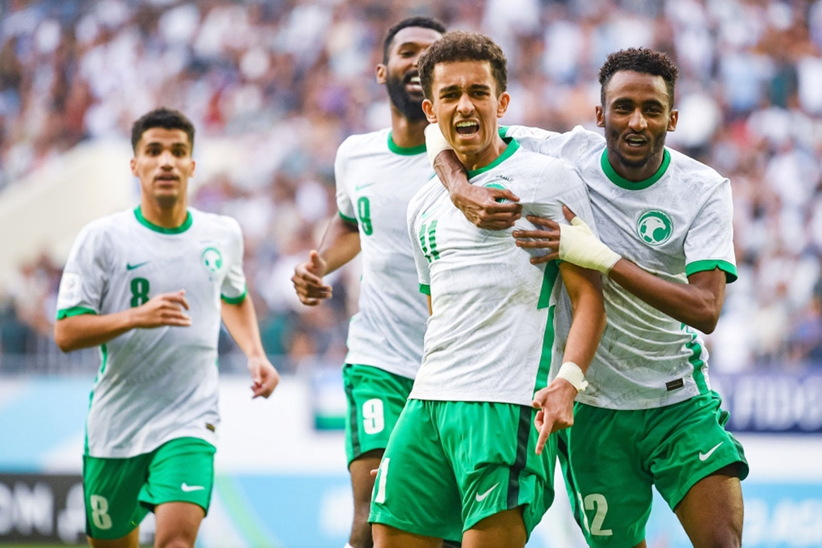 Các cầu thủ Saudi Arabia ăn mừng bàn mở tỷ số phút 48 của Ahmed. (Ảnh: AFC)