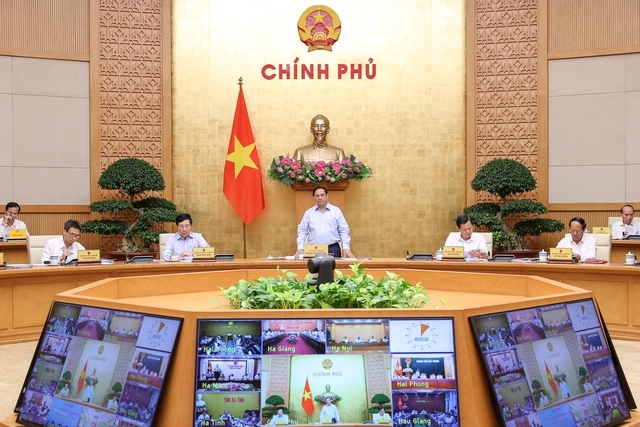 Thủ tướng Phạm Minh Chính chủ trì Hội nghị trực tuyến Chính phủ với địa phương và Phiên họp Chính phủ thường kỳ tháng 6 năm 2022 - Ảnh: VPG/Nhật Bắc