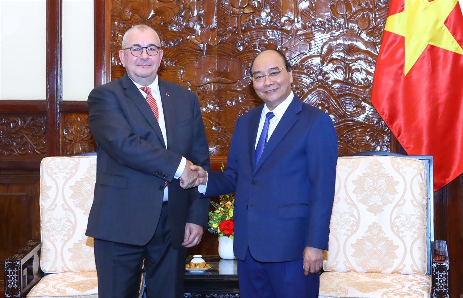 Chủ tịch nước Nguyễn Xuân Phúc tiếp Đại sứ Vương quốc Bỉ tại Việt Nam Paul Jansen. Ảnh: VPCTN