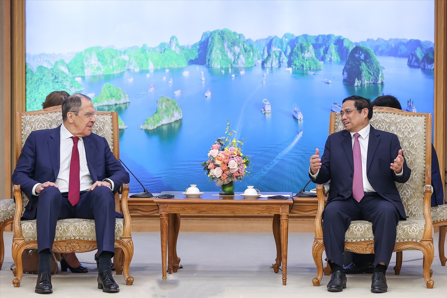 Thủ tướng Phạm Minh Chính khẳng định Chính phủ Việt Nam luôn coi trọng quan hệ Đối tác chiến lược toàn diện với Nga - Ảnh: VGP/Nhật Bắc