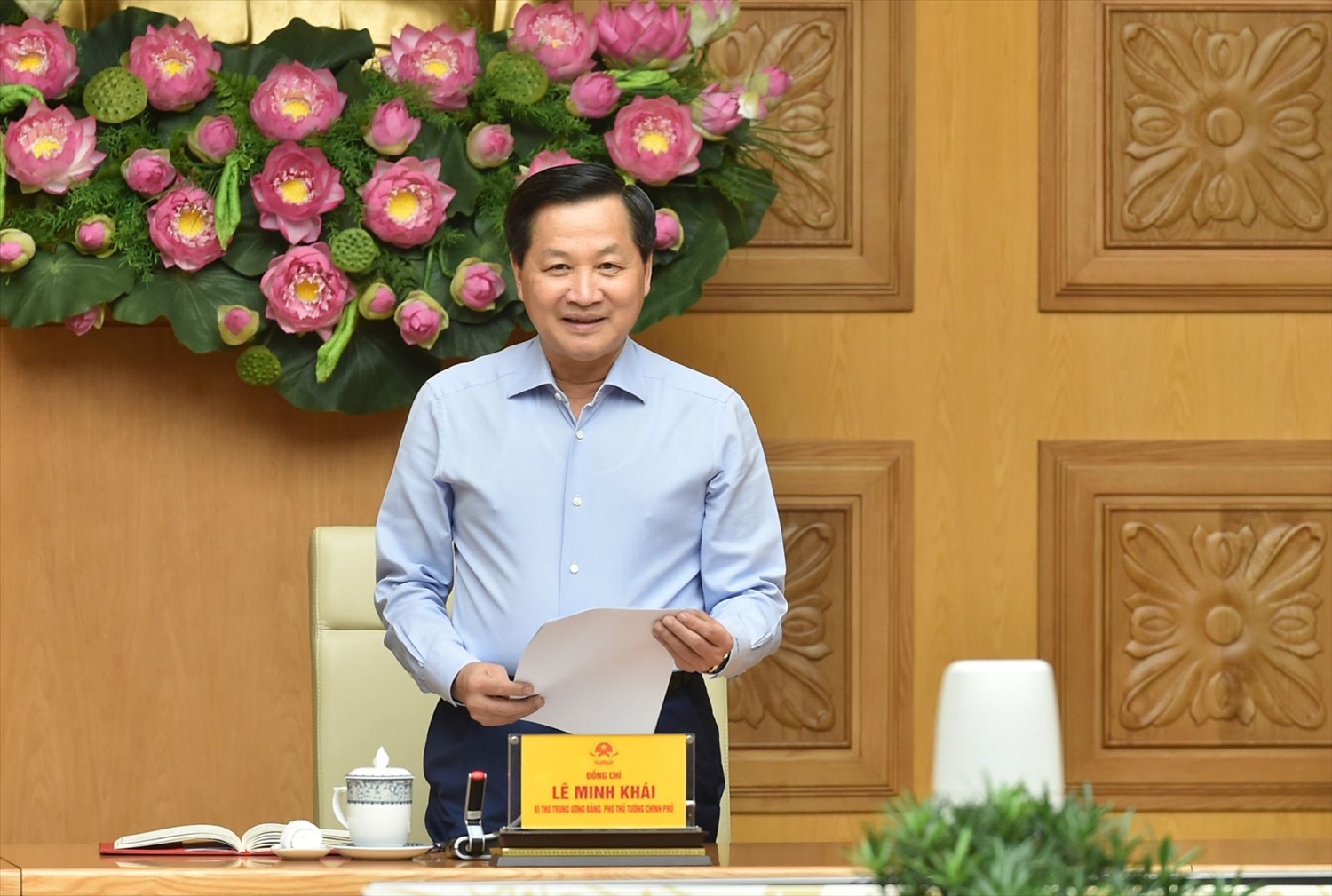 Phó Thủ tướng Lê Minh Khái: Phải hết sức tập trung, không được chủ quan, lơ là trong công tác điều hành giá. Ảnh VGP/Quang Thương