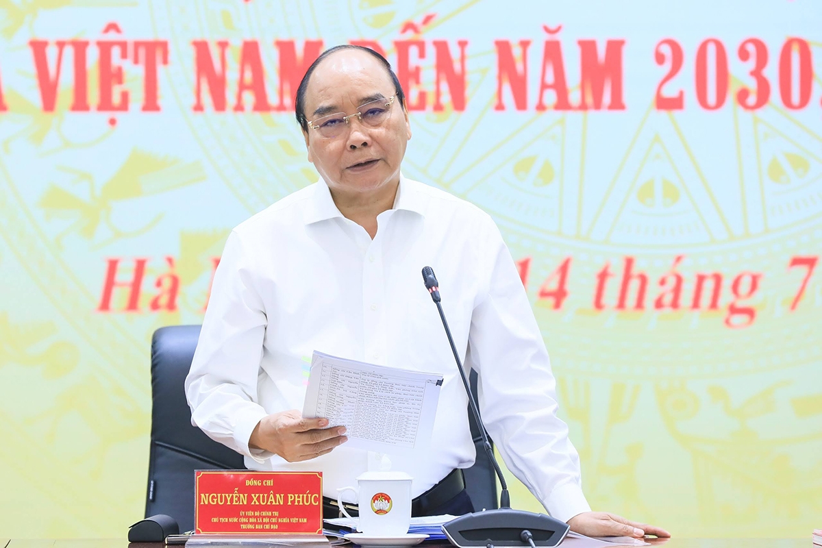 Ủy viên Bộ Chính trị, Chủ tịch nước Nguyễn Xuân Phúc phát biểu tại Hội nghị