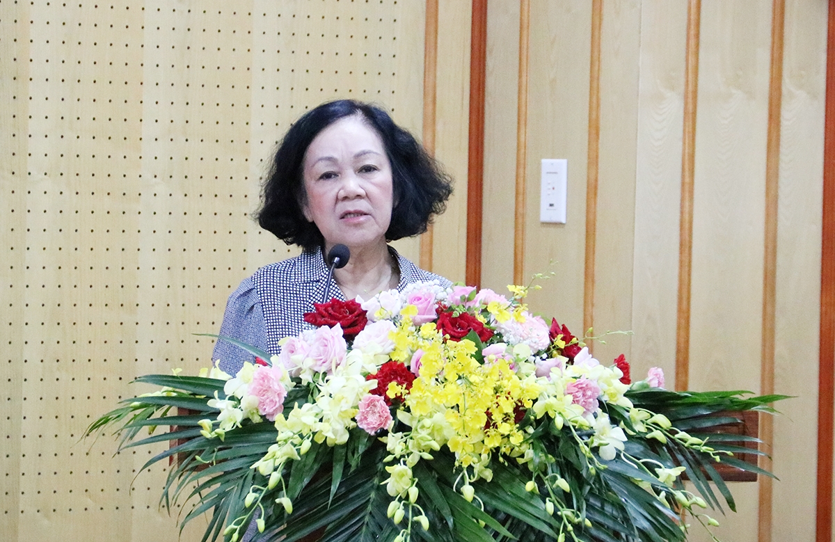 Ủy viên Bộ Chính trị, Bí thư Trung ương Đảng, Trưởng Ban Tổ chức Trung ương Trương Thị Mai phát biểu chỉ đạo tại Hội nghị