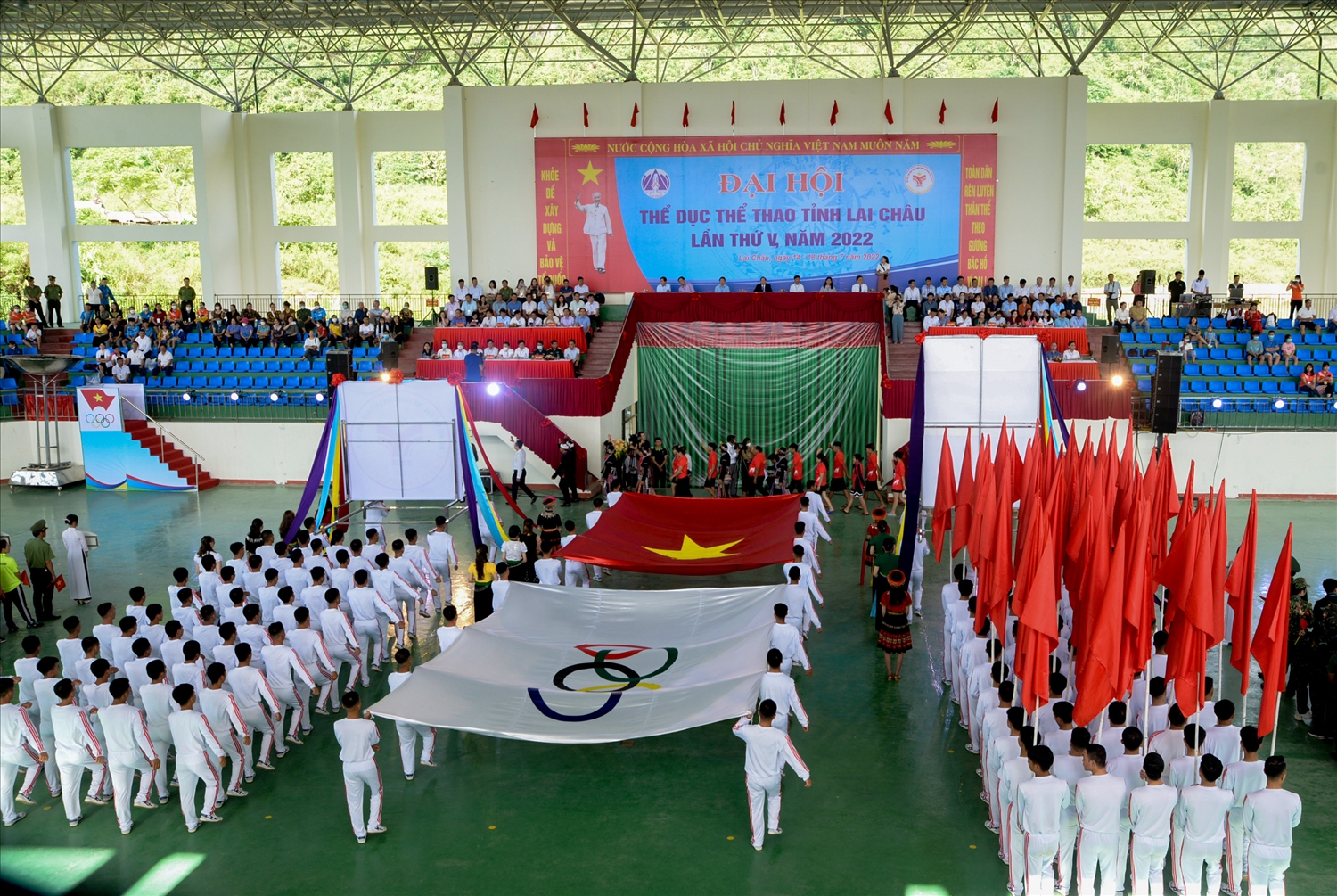 Toàn cảnh lễ Khai mạc Đại hội TDTT tỉnh Lai Châu lần thứ V, năm 2022