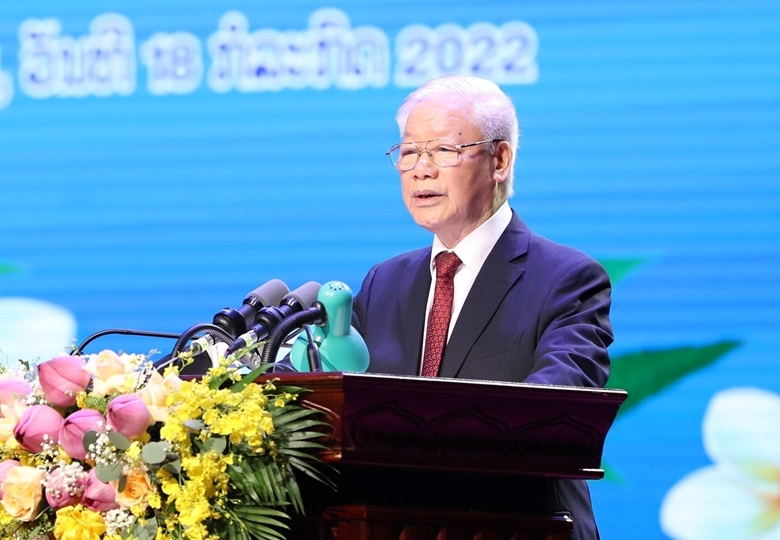 Tổng Bí thư Nguyễn Phú Trọng đọc diễn văn tại buổi lễ. 