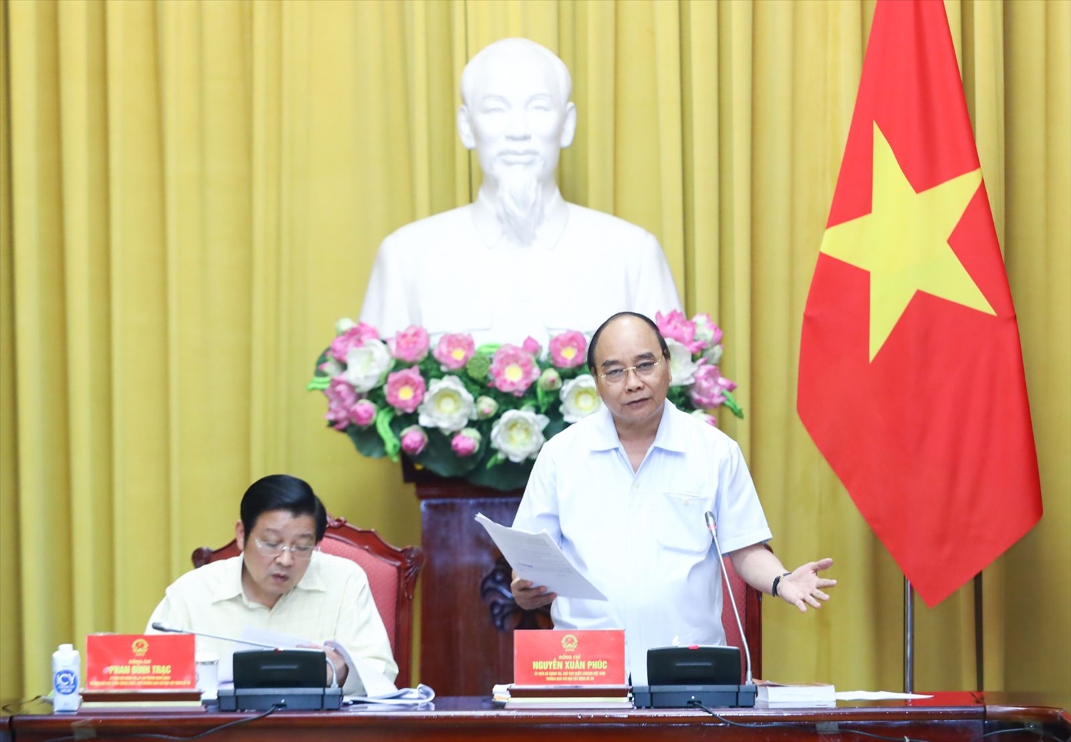 Chủ tịch nước Nguyễn Xuân Phúc phát biểu tại buổi làm việc. Ảnh: VPCTN