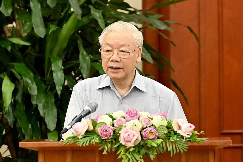 Tổng Bí thư Nguyễn Phú Trọng phát biểu tại buổi gặp mặt.