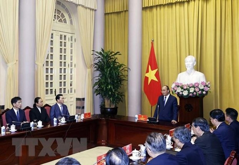 Chủ tịch nước tiếp Đoàn đại biểu Hiệp hội Kinh tế, Văn hóa Hàn-Việt. (Ảnh: Thống Nhất/TTXVN)