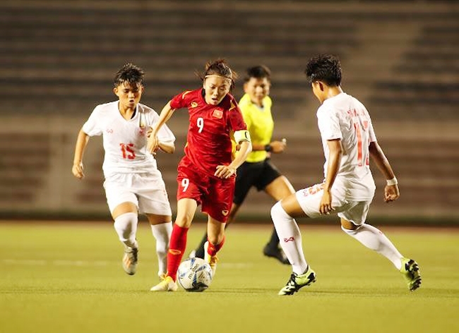Đội trưởng Huỳnh Như đóng góp 1 bàn thắng trước Myanmar. (Ảnh: VFF)
