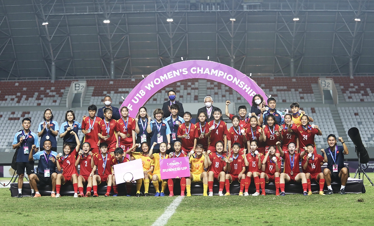 U18 nữ Việt Nam giành vị trí Á quân U18 nữ Đông Nam Á 2022. (Nguồn: AFF)