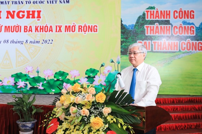Bí thư Trung ương Đảng, Chủ tịch Ủy ban Trung ương MTTQ Việt Nam Đỗ Văn Chiến phát biểu khai mạc Hội nghị 