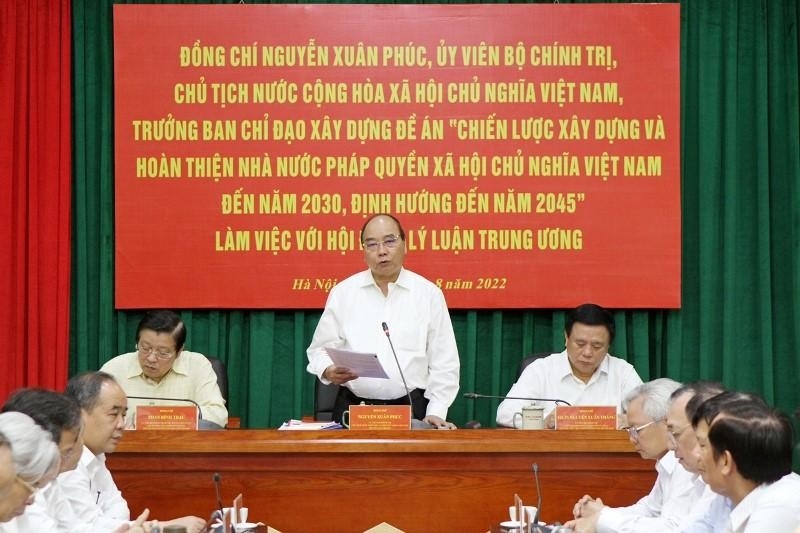 Chủ tịch nước Nguyễn Xuân Phúc phát biểu chỉ đạo tại buổi làm việc