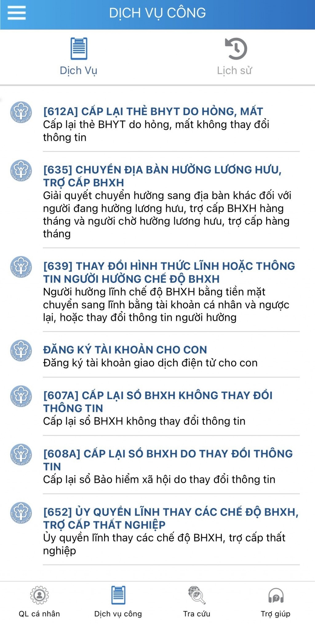 Ứng dụng VssID, BHXH Việt Nam đang cung cấp 7 dịch vụ công