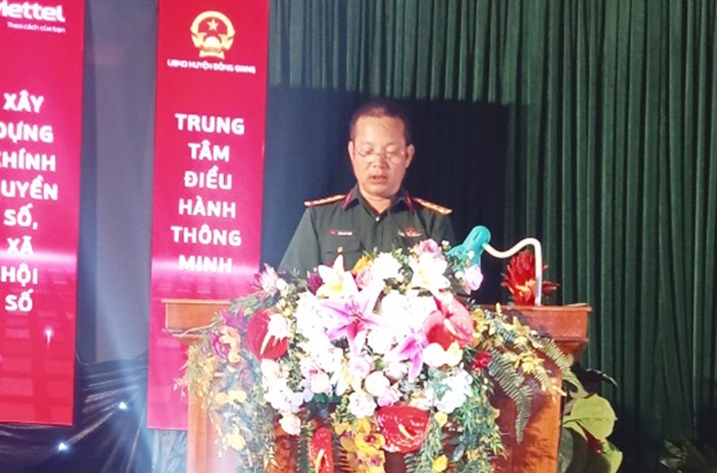 Thượng Tá Trần Huy Tuấn - Giám đốc Viettel Quảng Nam phát biểu tại Lễ khai trương