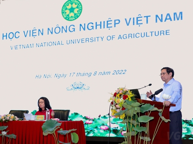 Thủ tướng Phạm Minh Chính làm việc với Học viện Nông nghiệp Việt Nam - Ảnh: VGP/Nhật Bắc