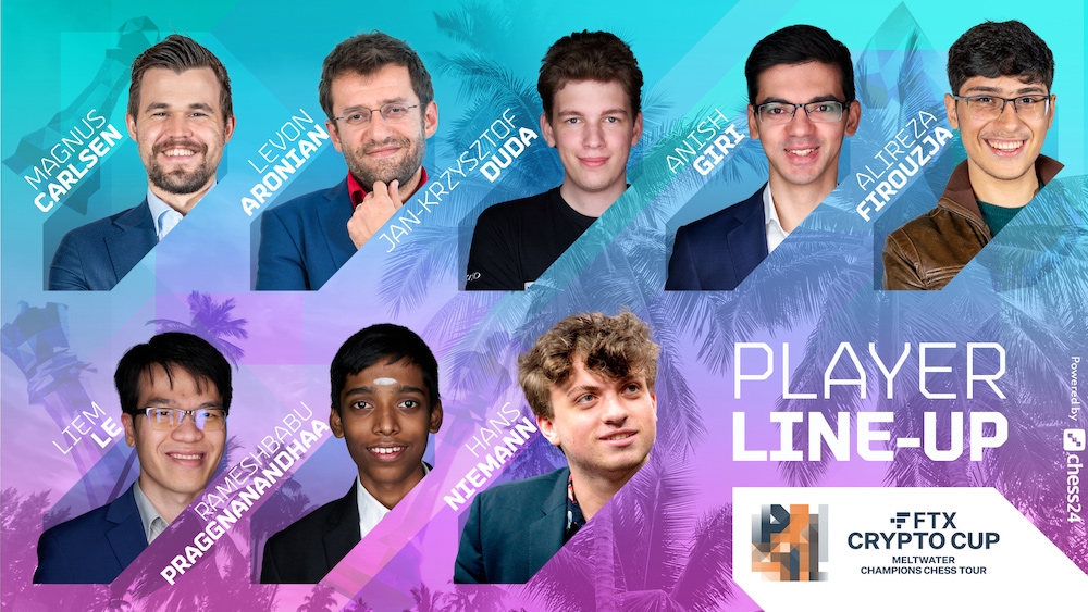 8 kỳ thủ tham gia giải FTX Crypto Cup (Ảnh Chess24)