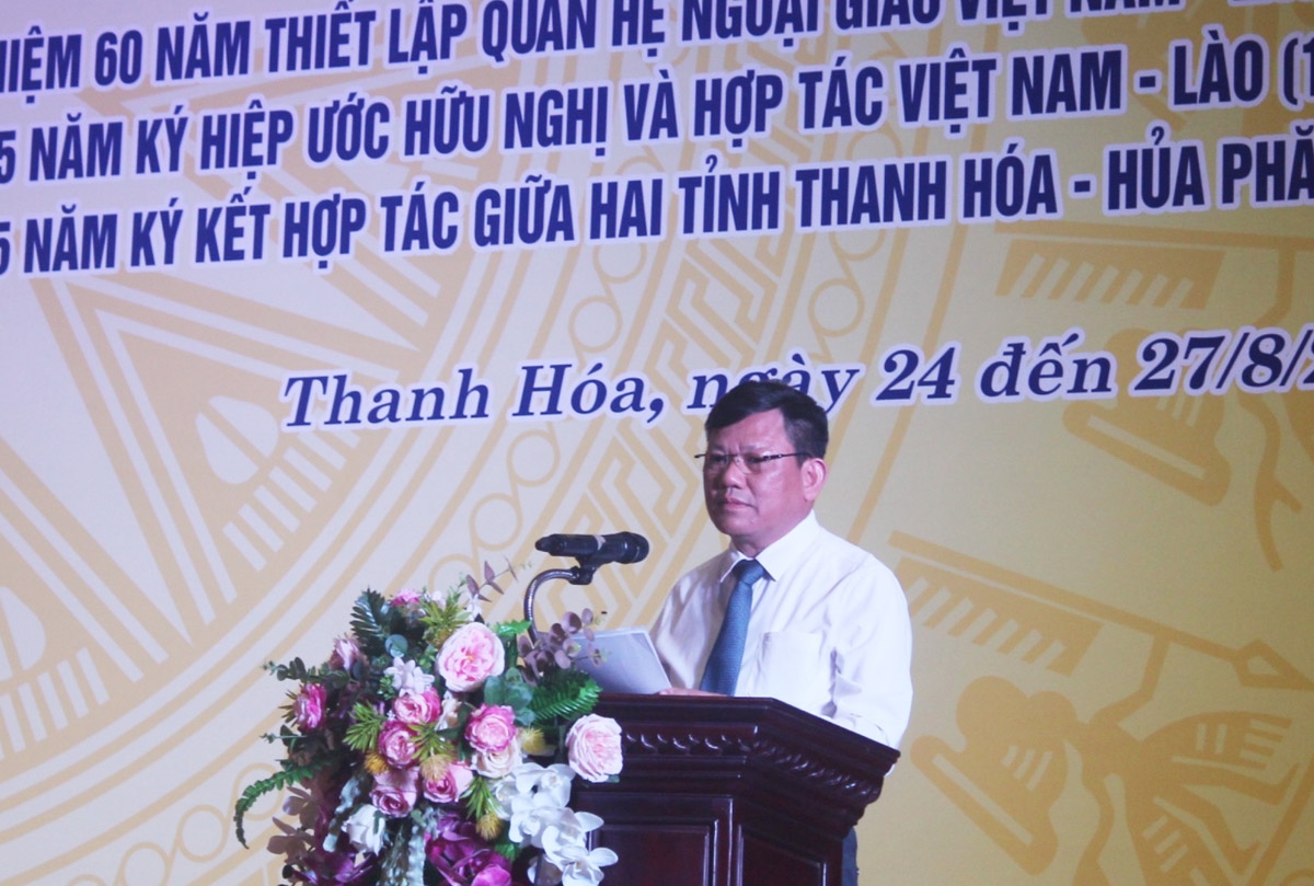 Phó Chủ tịch Thường trực UBND tỉnh Thanh Hóa Nguyễn Văn Thi phát biểu Khai mạc triển lãm