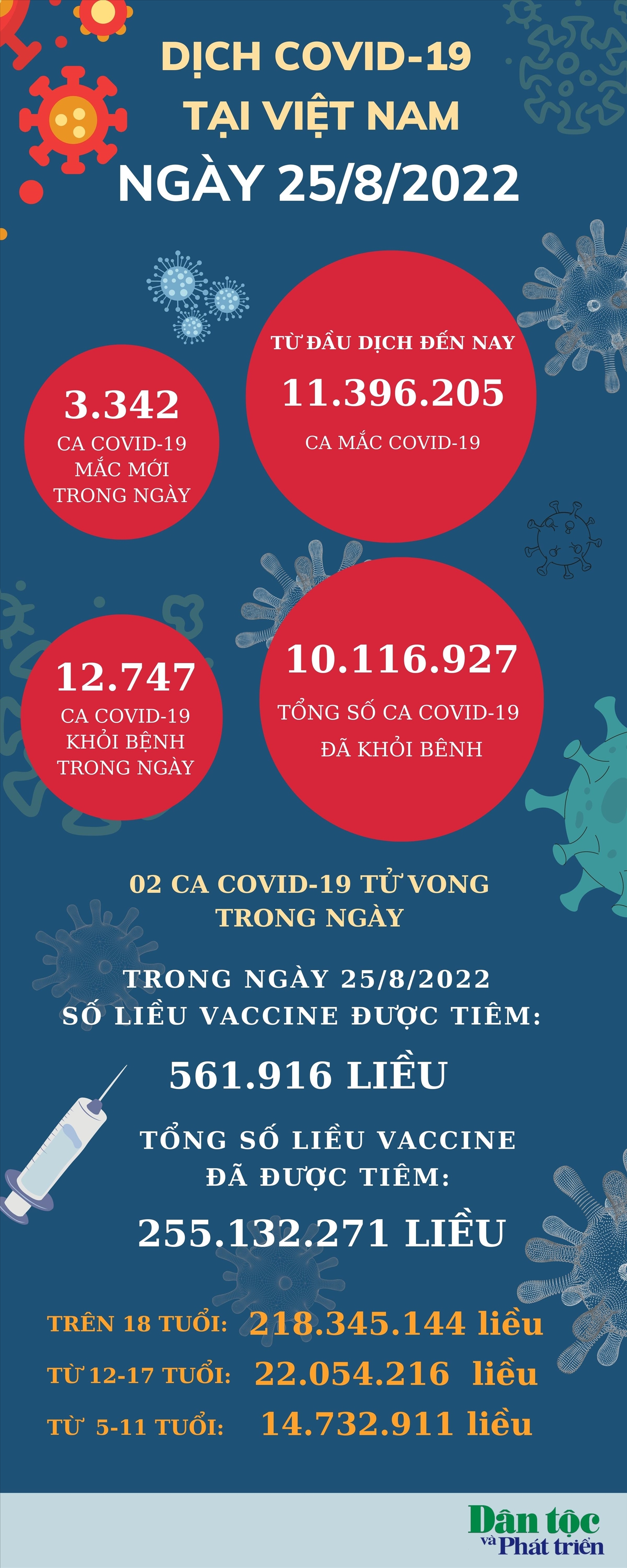 Ngày 25/8: Việt Nam có 3.342 ca mắc COVID-19 và 12.747 ca khỏi bệnh