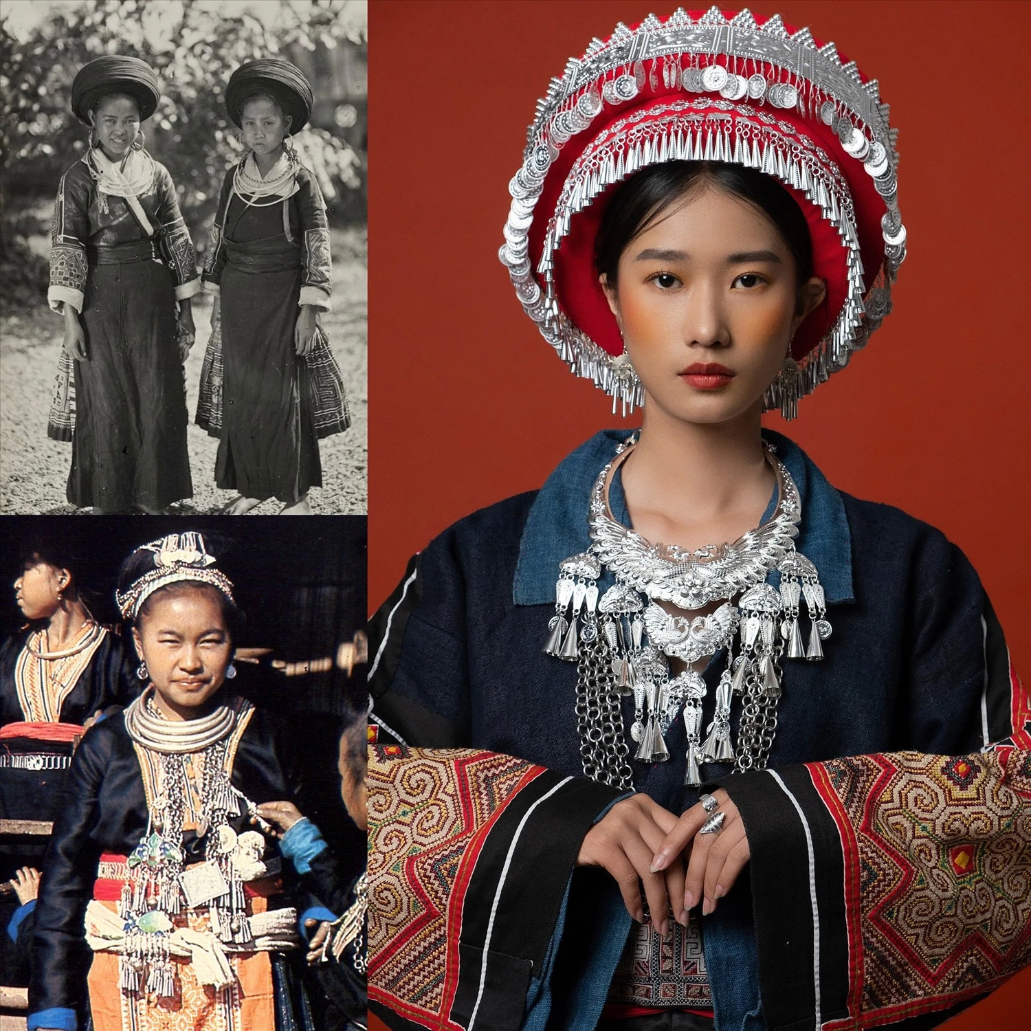 Hình ảnh tư liệu và hình ảnh tái hiện của trang phục Mông Lềnh (Mù Cang Chải - Yên Bái)