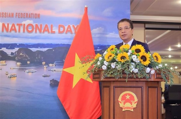 Đại sứ Đặng Minh Khôi phát biểu tại buổi lễ. (Ảnh: Trần Hiếu/TTXVN)