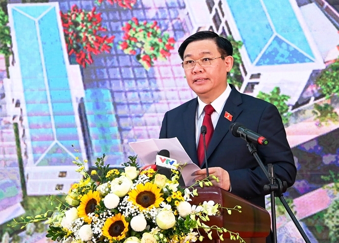 Chủ tịch Quốc hội Vương Đình Huệ phát biểu tại buổi lễ
