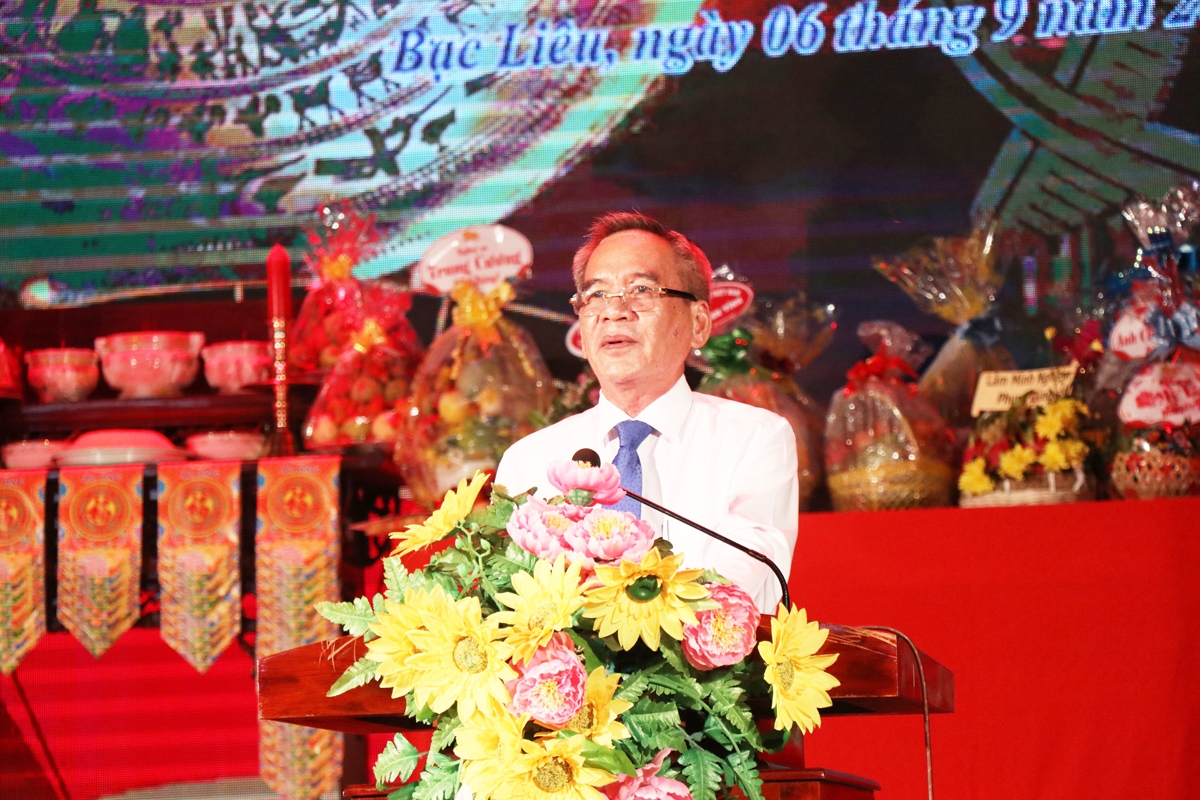 Ông Lữ Văn Hùng - Bí thư Tỉnh ủy Bạc Liêu phát biểu tại Lễ kỷ niệm