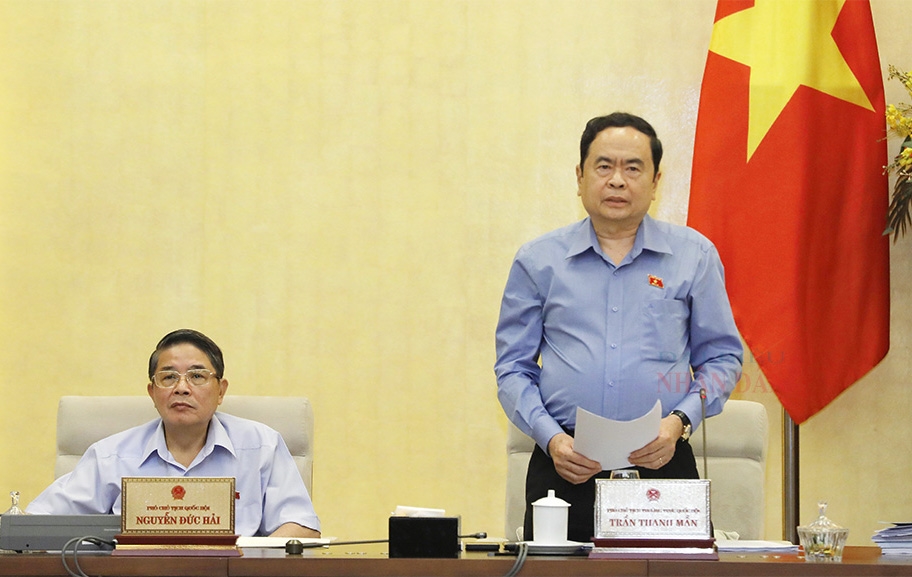 Phó Chủ tịch Thường trực Quốc hội Trần Thanh Mẫn phát biểu tại Phiên họp. (Ảnh: Hồ Long)