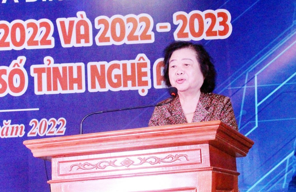 Nguyên Bí thư Trung ương Đảng, nguyên Phó Chủ tịch nước Trương Mỹ Hoa phát biểu tại Chương trình