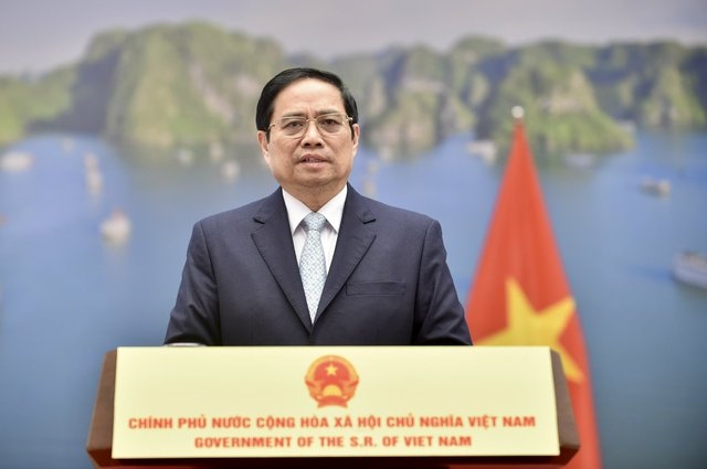 Thủ tướng Phạm Minh Chính nhấn mạnh công cuộc ứng phó với biến đổi khí hậu cần có cách tiếp cận toàn cầu - Ảnh: VGP/Nhật Bắc