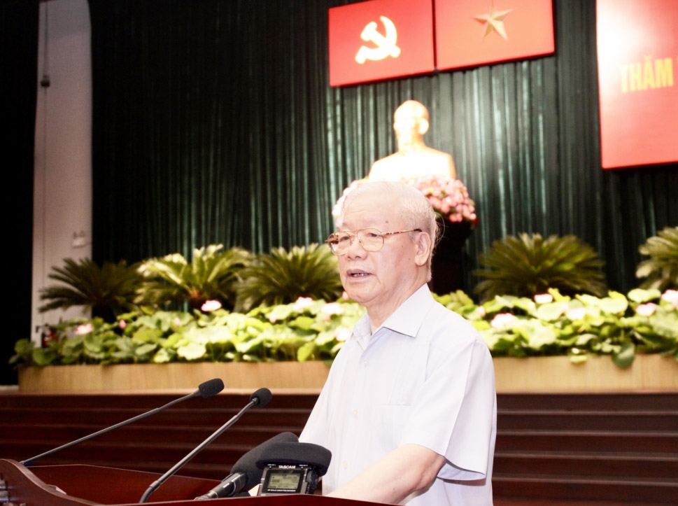 Tổng Bí thư Nguyễn Phú Trọng phát biểu kết luận tại buổi làm việc