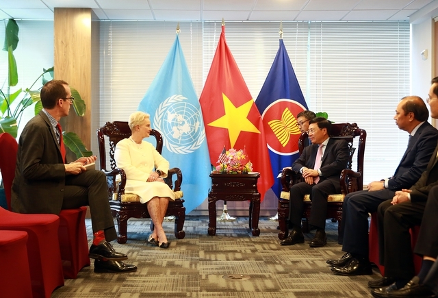Phó Thủ tướng Thường trực Phạm Bình Minh tiếp Đại sứ Hoa Kỳ tại Tổ chức Lương thực và Nông nghiệp của LHQ Cindy McCain - Ảnh: VGP/Hải Minh