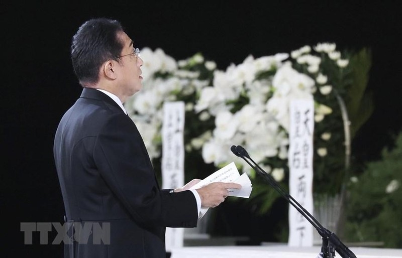 Phát biểu tại Lễ Quốc tang, Thủ tướng Nhật Bản Fumio Kishida đã bày tỏ "sự tiếc nuối sâu sắc nhất" trước sự ra đi của cố Thủ tướng Abe Shinzo. (Ảnh: Kyodo/TTXVN)