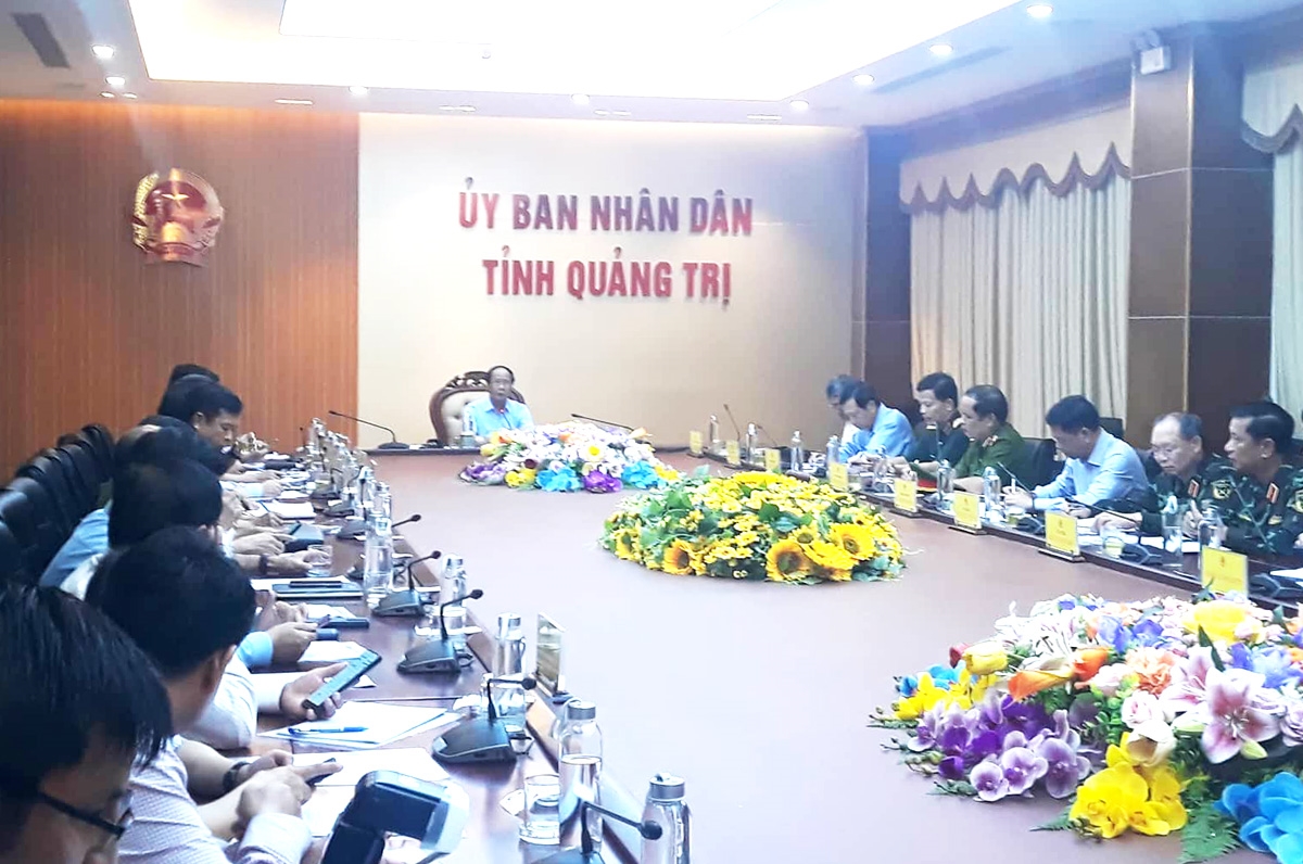 Phó Thủ tướng Chính Phủ Lê Văn Thành chủ trị họp trực tuyến Ban tiền phương phòng, chống bão Noru tại điểm cầu Quảng Trị