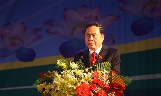Ông Trần Thanh Mẫn, Ủy viên Bộ Chính trị, Phó Chủ tịch Thường trực Quốc hội, Chủ tịch Nhóm Nghị sĩ hữu nghị Việt Nam-Lào phát biểu tại lễ khai mạc