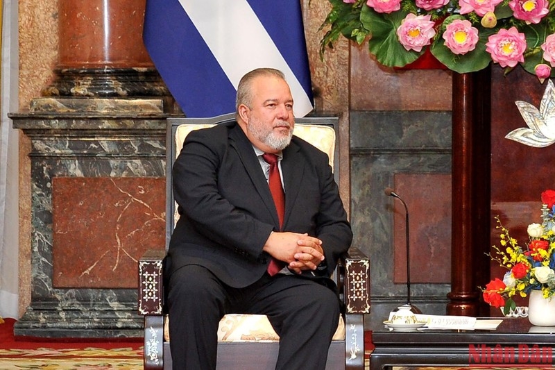 Thủ tướng Cộng hòa Cuba Manuel Marrero Cruz phát biểu tại buổi tiếp