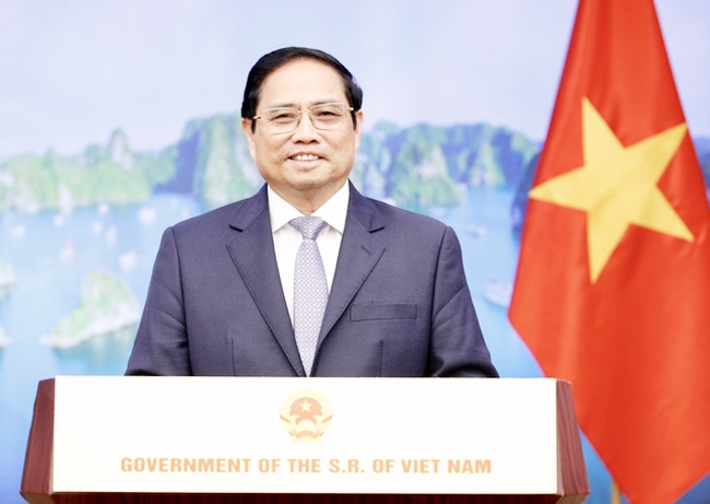 Thủ tướng Chính phủ nhấn mạnh Việt Nam luôn tích cực và chủ động tham gia các sáng kiến đa phương, trong đó có các liên kết kinh tế khu vực và liên khu vực. (Ảnh: VGP/Nhật Bắc)