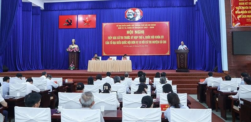 Hội nghị tiếp xúc cử tri trước Kỳ họp thứ 4, Quốc hội khóa XV của Tổ đại biểu Quốc hội Thành phố Hồ Chí Minh, đơn vị số 10 tại huyện Củ Chi.
