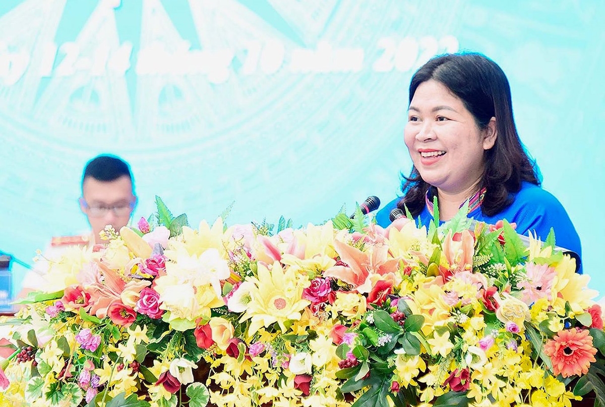 Bí thư Tỉnh đoàn Gia Lai khóa XV, nhiệm kỳ 2022 - 2027 Hà Thị Giang Thảo phát biểu bế mạc Đại hội