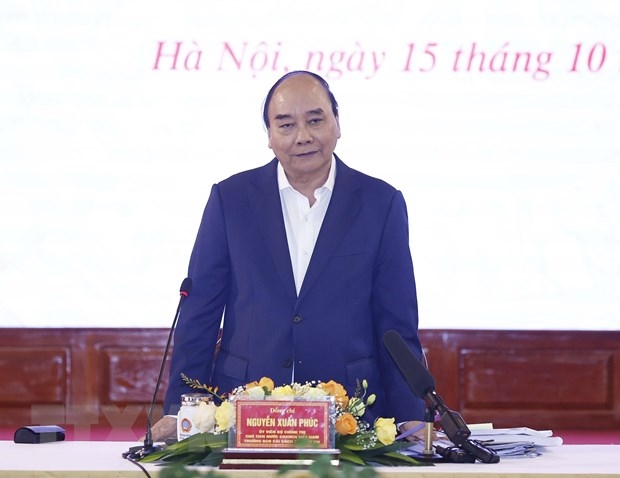 Chủ tịch nước Nguyễn Xuân Phúc, Trưởng Ban Chỉ đạo Cải cách Tư pháp Trung ương phát biểu. Ảnh: Thống Nhất/TTXVN