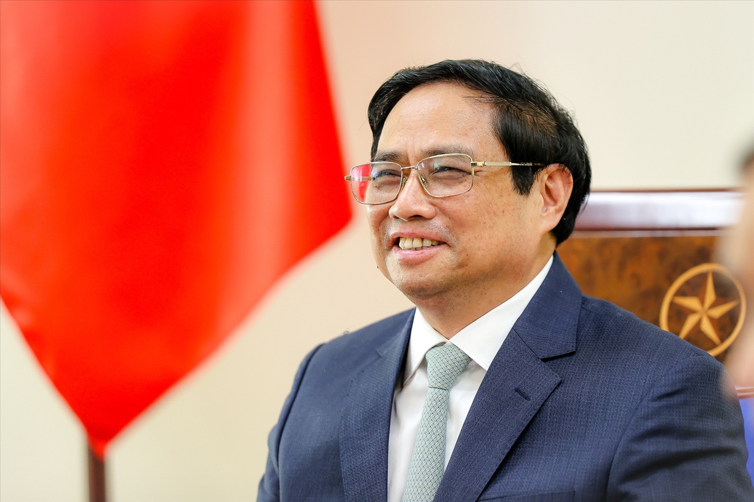 Thủ tướng Chính phủ Phạm Minh Chính điểm lại những bước phát triển tốt đẹp và hiệu quả trong quan hệ hai nước thời gian qua - Ảnh: VGP/Nhật Bắc