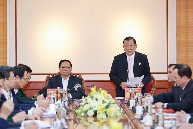 Chủ tịch Hội Cựu chiến binh Việt Nam, Thượng tướng Nguyễn Văn Được báo cáo tại buổi làm việc - Ảnh: VGP/Nhật Bắc